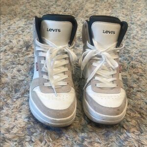 Levi's White and Gray High-Top Sneakers